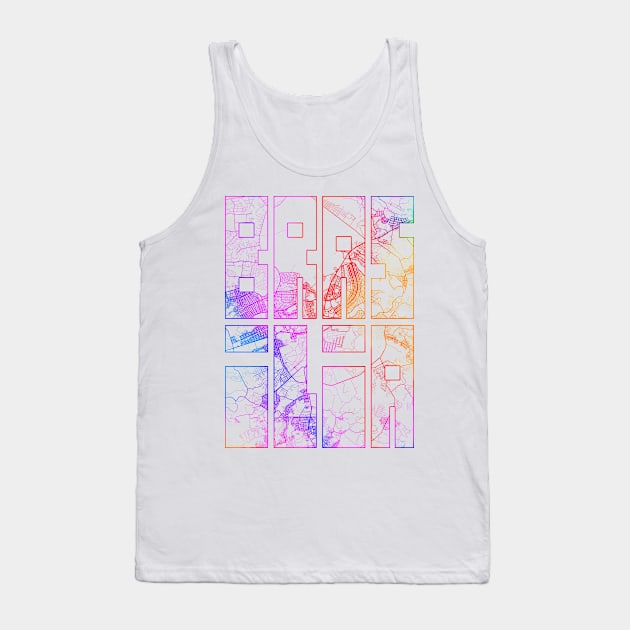 Brasilia, Brazil City Map Typography - Colorful Tank Top by deMAP Studio